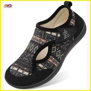 Wide Fit Adjustable Slippers Diabetic Orthopedic House Shoes Non-Slip Indoor